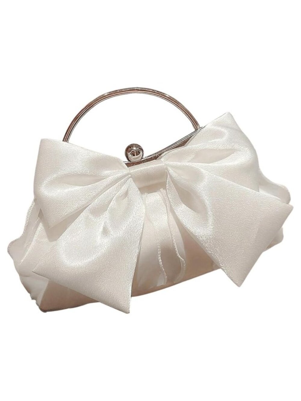Ruched Clutch Purse with Chain Strap Bowknot Evening Handbag